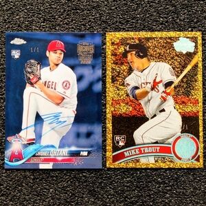 Shohei Ohtani, Mike Trout Angels MVP Autograph Baseball Rookie Card Set